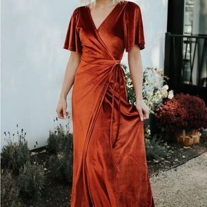Baltic Born Meghan Velvet Wrap Maxi Dress in Rust